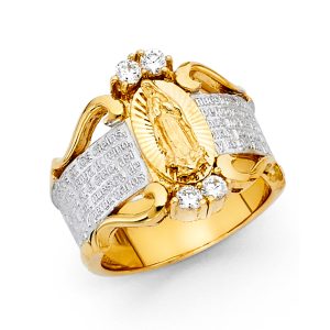 14KY Yellow Gold CZ Vergin Mary Ring