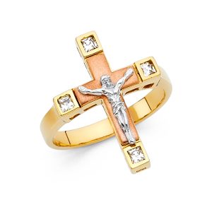 14K 2T Gold Cross Ring