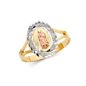 14K 3C Gold Religious Guadalupe Ring