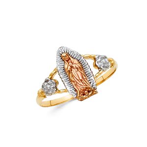 14K 3C Gold Religious Guadalupe Ring