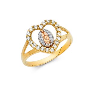 14K 3C Gold Guadalupe CZ Ring