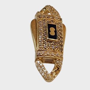 14KY Yellow Gold Monaco CZ Stones With (S) Sign, Box Lock