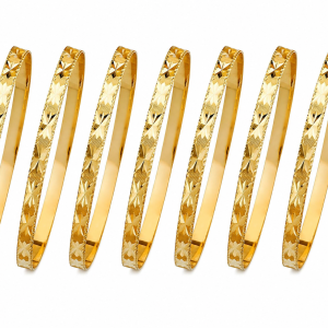 14KY Yellow Gold Solid, One Star 7 Days Bangle