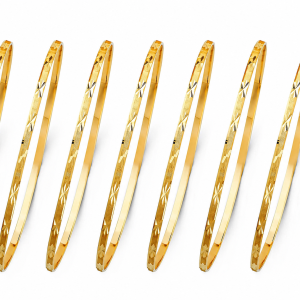 14KY Yellow Gold Solid In One Star 7 Days Bangle