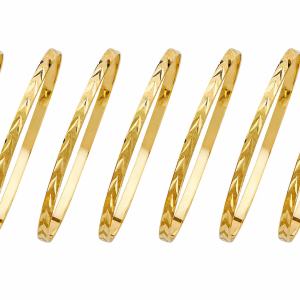 14KY Yellow Gold Solid Leaf Style 7 Days Bangle