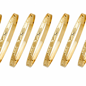 14KY Yellow Gold Solid with 3 Stars 7 Days Bangle