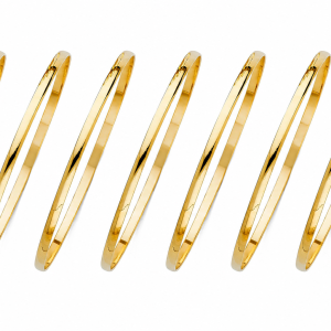 14KY Yellow Gold Solid Plain 7 Days Bangle