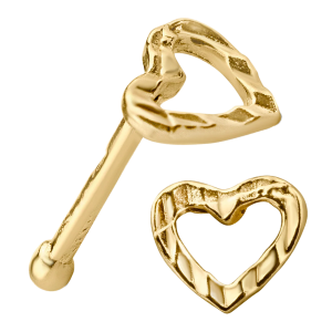 14KY Yellow Gold Tunnel Heart Design Nose Jewelry