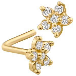 14KY Yellow gold Star with CZ L-Shape Nose Jewelry