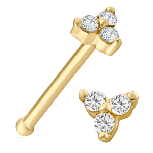14KY Yellow Gold Solid 3 Petals Flower Design Nose Jewelry