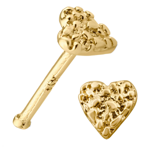 14KY Yellow Gold Solid Heart Design Nose Jewelry