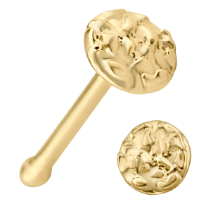 14KY Yellow Gold Solid Rough Finished Design Nose Jewelry