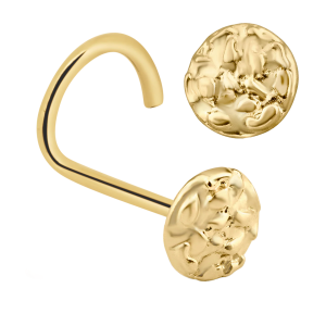 14KY Yellow Gold Solid Round Nugget Design Nose Jewelry