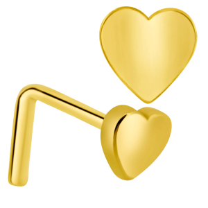 14KY Yellow Gold Solid Heart Design L-Shape Nose Jewelry